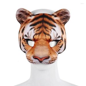 Suministros de fiesta Halloween Tigre Animal Máscara Mascarada Cosplay Accesorios de disfraces Accesorios Unisex Animales Media cara Máscaras