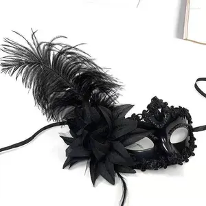 Fournitures de fête Halloween Femmes Fleur Plume Noir Masque Sexy Mascarade Bal Danse Performance Cosplay Festival Accessoires Jouet Pour Les Yeux
