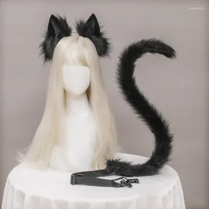 Fournitures de fête Halloween pour femmes, oreilles de chat en peluche, queue, bandeau Lolita Kawaii, Simulation d'animaux, couvre-chef, accessoires de Cosplay, accessoires