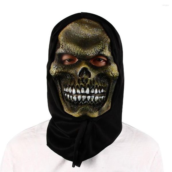 Masque de Zombie en Latex pour Halloween, fournitures de fête, déguisement, visage vert d'horreur, accessoires fantômes, couvre-chef de farces de maison hantée