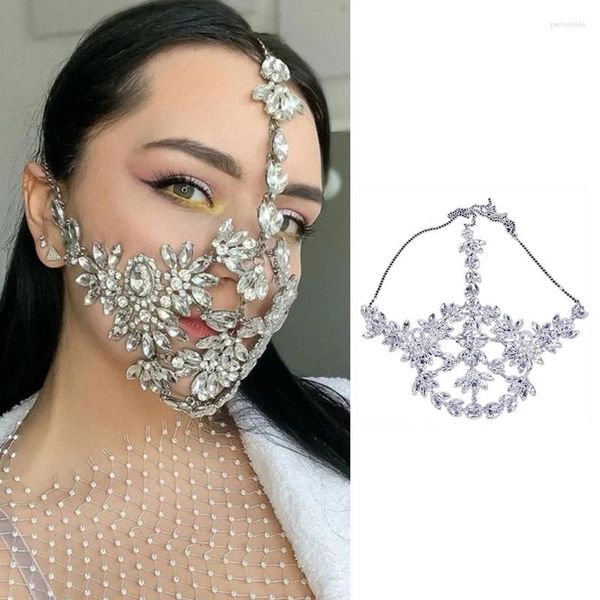 Suministros para fiestas de joyas de media cara de cristal hechas a mano para mujeres accesorios de diamantes de diablo de lujo máscaras de maquillaje de maquillaje regalo de velo