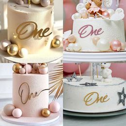 Supplies de fête Joyeux anniversaire Gâteau Toppers Baby "One" Acrylique Topper Decoration Decoration Gift un an pour