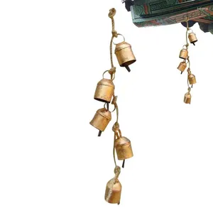 Feestbenodigdheden Harmony Cow Bells Shabby Chic Christmas Cowbells Rustic Vintage Metal Lucky on Rope Antique for Door