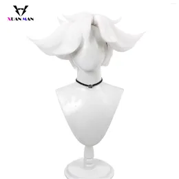 Party Supplies Hasbin Angel Cosplay Wig Costume White Short Heat Resistant Synthetic Hair For Women Men Men Halloween Prop Pruiken Cap