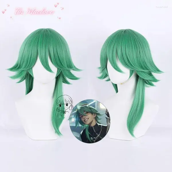 Fournitures de fête Heartsteel Ezreal perruque jeu Cosplay hommes cheveux verts résistant à la chaleur Halloween casquette gratuite