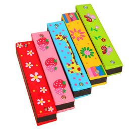 Party Supplies Holiday Gift houten harmonica voor kinderen 16-mout dubbele rijen kinderverlichting muziekinstrument voor het lesgeven van studenten LK001128