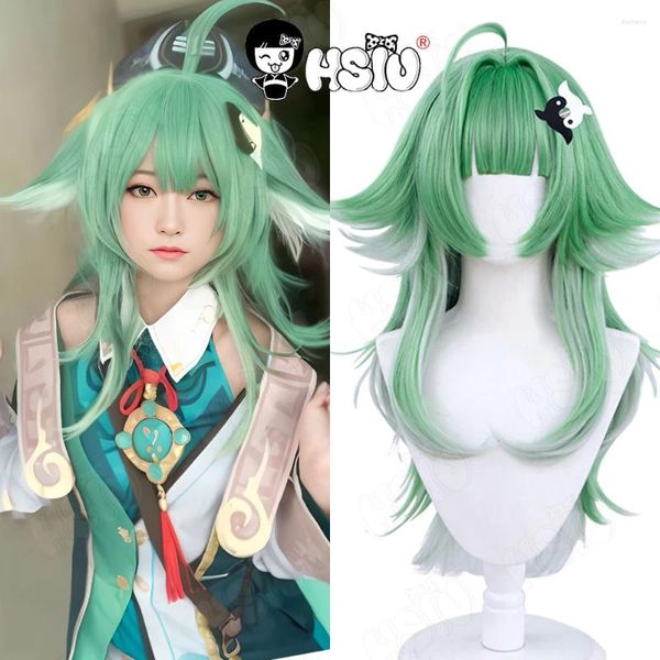 Suministros de fiesta Huohuo Cosplay Juego de peluca Honkai Star Rail Hsiu 70cm Grass Azul Gradiente Luz Long Hair Cabellado sintético