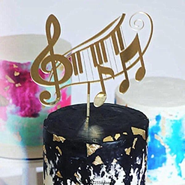 Party Supplies Ins Music Acrylic Cake Topper Joyeux anniversaire Cupcake pour les décorations de dessert de mariage