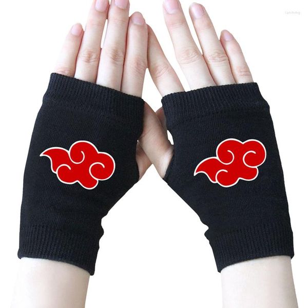 Suministros de fiesta, guantes japoneses de medio dedo para mujeres y hombres, Cosplay de Anime, algodón tejido sin dedos, Sharingan, nube roja, logotipo de Konoha