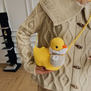 Articles de fête japonais mignon petit sac de canard nouveau petit sac à bandoulière fille fraîche mode laine tissé sacs de messager