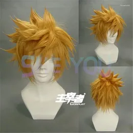 Suministros de fiesta Kingdom Hearts Ventus Roxas corto dorado amarillo disfraz de Halloween pelucas de pelo gorro de peluca