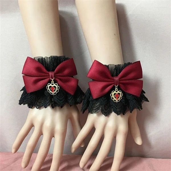 Fournitures de fête Lace Lolita Cuffs Femmes Ruffle Spoon Pearl Tril Maid Sleeve Cosplay Masquerade Accessoires Japonais Sweet