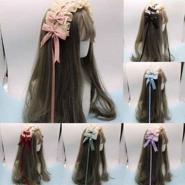 Fournitures de fête, ruban en dentelle, nœud papillon, bandeau gothique, coiffure Cosplay Vintage pour femmes de chambre