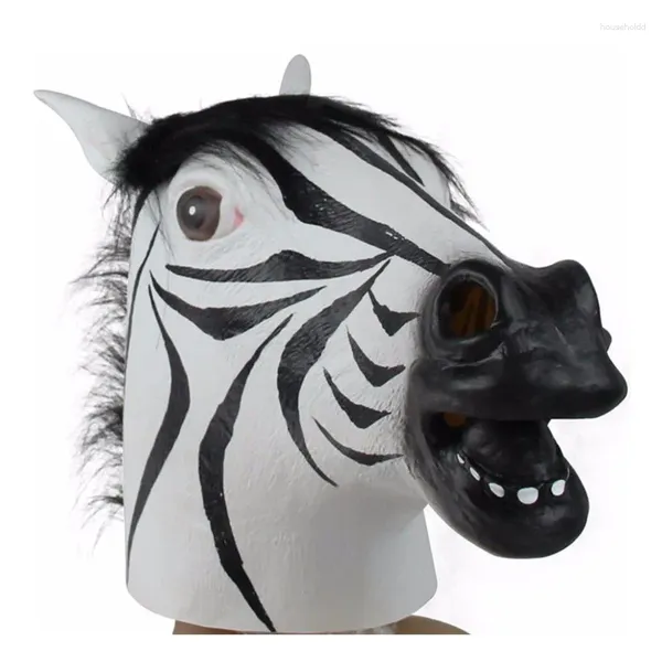 Masque zèbre tête complète en Latex, fournitures de fête, déguisement d'halloween, Animal Cosplay, accessoires de Costume de carnaval