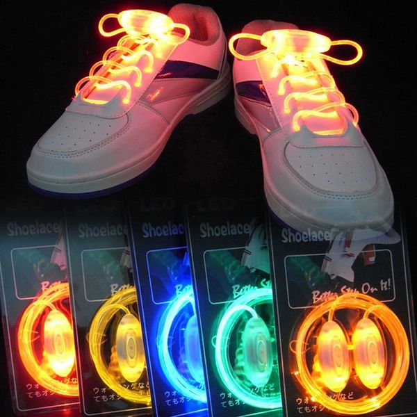 Suministros para fiestas Cordones de zapatos deportivos LED Luminous Flash Light Up Glow Stick Correa intermitente Cordones de fibra óptica Party Club en caja al por menor