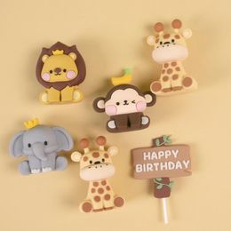 Fournitures de fête, décoration de gâteau, Lion, éléphant, girafe, singe, signe de Safari dans la Jungle, garniture d'animaux tropicaux, anniversaire pour enfants, réception-cadeau pour bébé