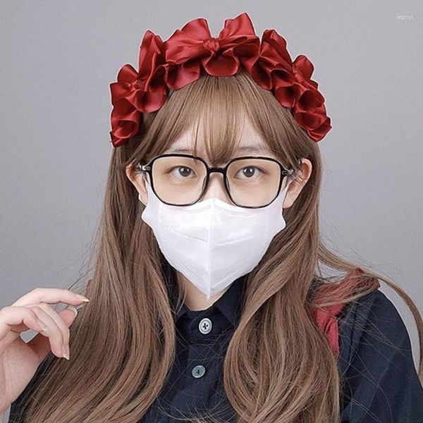 Fournitures de fête Lolita filles mignon nœud papillon forme cheveux cerceau femme doux solide Cosplay femme de chambre bandeau maquillage bandeau pour laver le visage usage quotidien