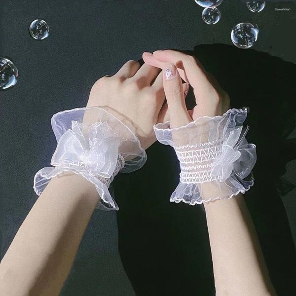 Fournions de fête Lolita Loli Sweet False Sleeve Chepps Fashion Bow Mesh Gants en dentelle en tulle pour femmes Bracelet de mariage Bracelet