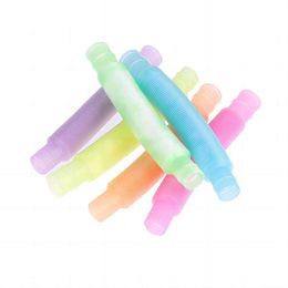 Fournitures de fête Tubes Pop lumineux Sensory Fidget Toy Stress Soulager Jouets Autisme Anti-Stress Soufflet en plastique pour enfants Cadeaux à presser