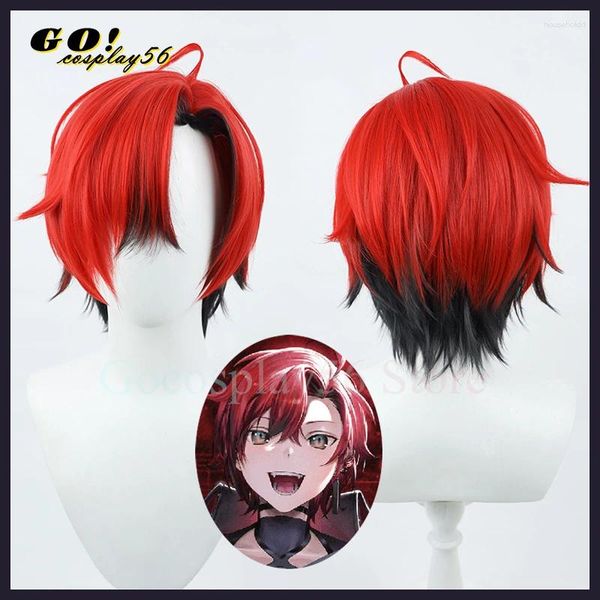 Fournitures de fête Machina X Flayon Cosplay perruque Holostars anglais TEMPUS YouTuber noir rouge cheveux courts idole virtuelle jeu de rôle Vtuber chapeaux