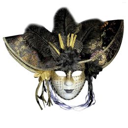 Party Supplies Masquerade voor dames Mardi Gras Gorgeous Feather Flower Hat Mask Carnival Venetian Cosplay Prop