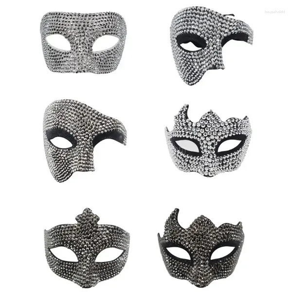 Suministros de fiesta Mascarada Máscaras Diamantes Rhinestones Mardi Gras con correas de vestuario Po Prop para mujeres Cosplays Cosplays