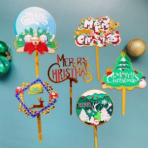 Fournitures de fête joyeux noël série joyeux anniversaire gâteau Topper décoration carte acrylique Toppers décor