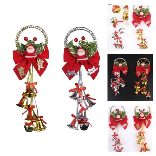 Party Supplies Metal Christmas Santa Wind Chimes Porters Porte avec arc pour décorations Ornements Dropship