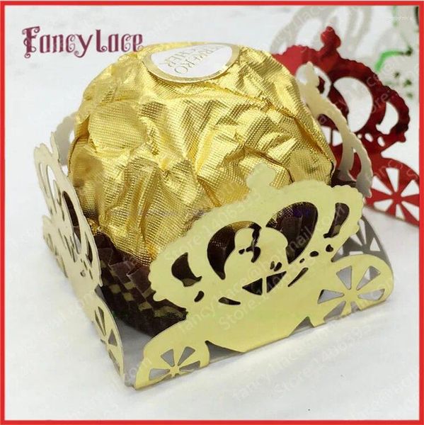 Suministros de fiesta Mini envolturas de cupcake 60pcs Caja de chocolate de encaje de calabaza para decoraciones de bodas Decoración de la mesa de novios