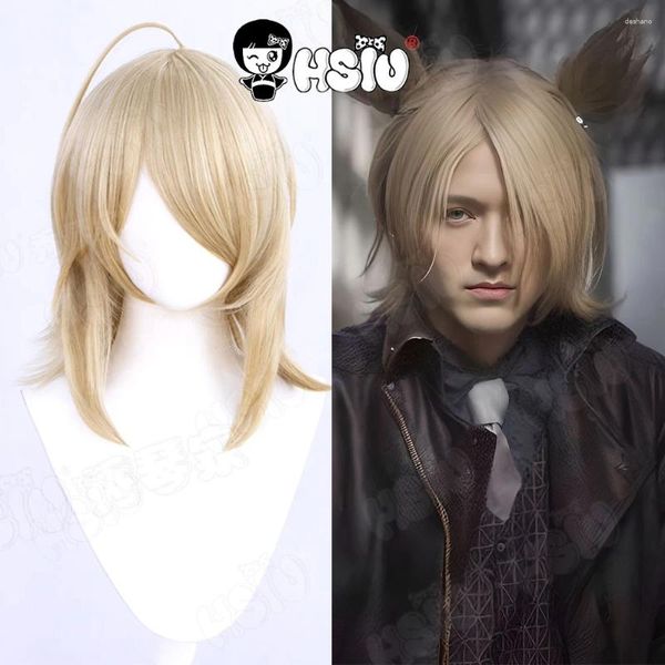 Party Supplies Mlynar Cosplay Wig Game Arknights HSIU 60cm Cape de ponyon de cheval jaune clair Cap synthétique