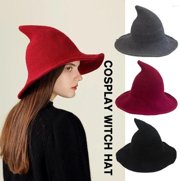 Chapeau de sorcière en laine pour femmes, fournitures de fête, Cosplay moderne, fabriqué à la mode, Festival d'halloween, laine de mouton 2023, R0T4