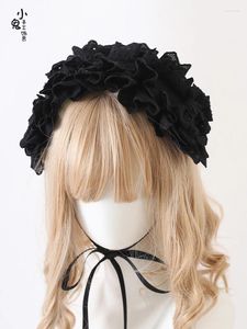 Fournions de fête Limite d'humeur Lolita Headress Doll Sense Bow Band KC Gothic Lace Maboté Accessoires en noir et blanc