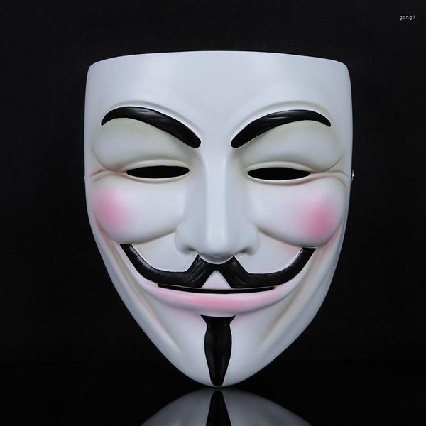 Suministros de fiesta película mascarada máscara facial anónima Halloween Cosplay máscaras accesorios para adultos niños tema de película disfraces de Anime