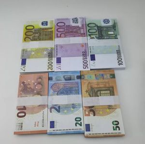 Suministros para la fiesta Money Money Banknote 10 20 50 100 200 500 500 Dólar Euros Realista Barra de juguetes Propiedades Copia Moneda Faux-Billets 100pcs/Pack