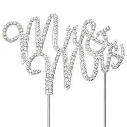 Party Supplies Mr en Mrs Wedding Cake Topper Sparkly Crystal Rhinestone Sign voor premium zilveren metalen jubileumdecoratie