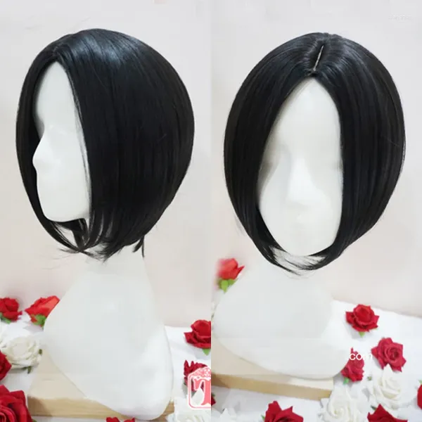 Fournitures de fête NANA Oosaki noir court droit central séparation coiffures résistant à la chaleur cheveux Cosplay Costume perruque casquette gratuite