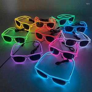 Suministros para fiestas, novedad, gafas luminosas fluorescentes, luz LED, gafas de sol Rave, concierto, accesorios de cumpleaños brillantes de neón