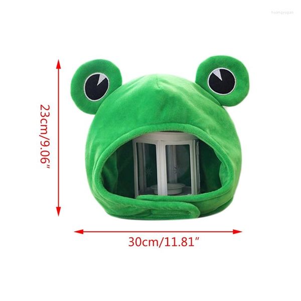 Fournitures de fête, nouveauté, grands yeux de grenouille amusants, chapeau en peluche de dessin animé, jouet, couvre-chef complet vert, Costume de Cosplay, accessoire Po