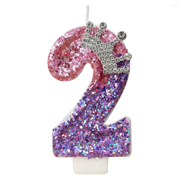 Bougies numéro 2e anniversaire, fournitures de fête, gâteau à thème couronne de princesse pour grandes bougies mignonnes, décoration de décoration