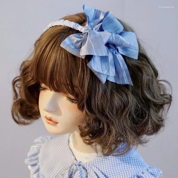 Suministros de fiesta, lazo Manual Original, aro para el pelo, cabeza azul pálido, accesorios Harajuku encantadores de Lolita