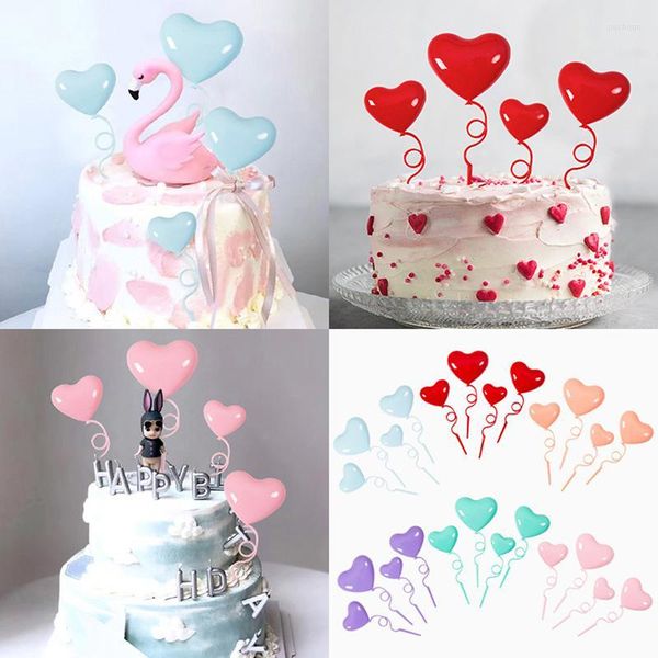 Fournitures de fête autre événement 4 pièces amour ballon anniversaire gâteau carte rouge violet Topper pour décoration Dessert beau cadeau