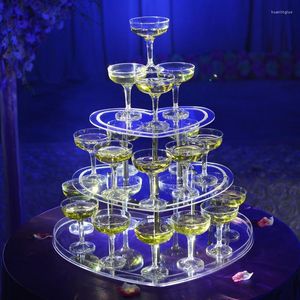 Suministros para fiestas Otro evento Soporte de torre de champán acrílico - Celebración de bodas Cumpleaños Copa de mesa de vino en forma de corazón de tres capas 50 cm de altura