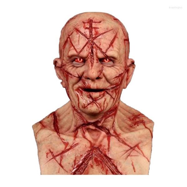 Articles de fête Autre événement Bald Blood Scar Mask Terrible Horror Bloody Headdress 3d Réaliste Visage Cosplay Props Costume Surprise Prank Jo