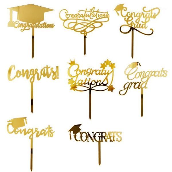 Fournitures de fête Autre événement Décor de gâteau en acrylique doré Féliciter l'obtention du diplôme Saison Célébration Bachelor Hat Star Topper Étudiants Cuisson D