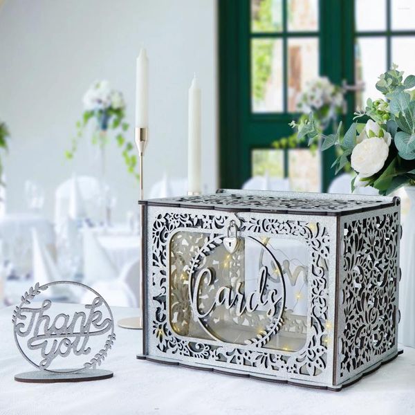 Boîte à cartes de mariage OurWarm, fournitures de fête, enveloppe d'urne avec fenêtre en bois pour décoration de fête prénatale anniversaire