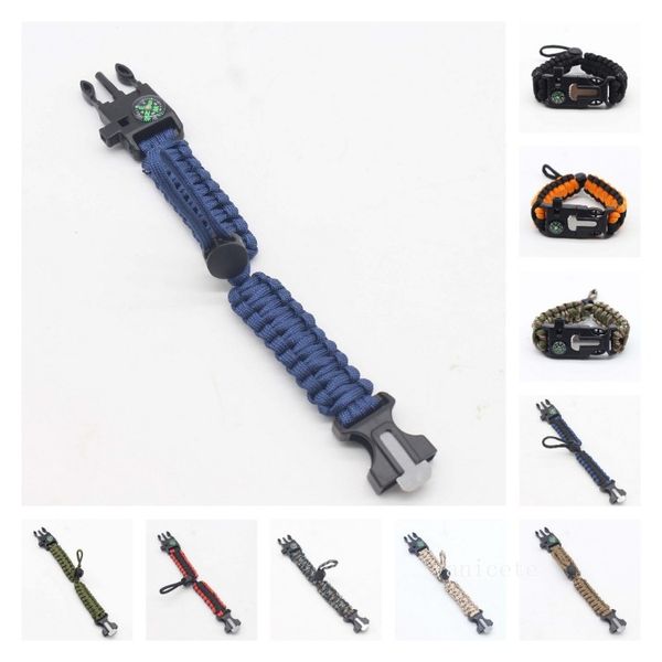 Fournitures de fête Boussole d'urgence extérieure Bracelet Paracord Bracelet d'urgence avec un coup de sifflet Sea Shipping T2I53070