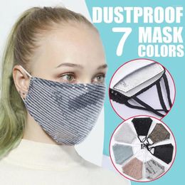 Feestartikelen Outdoor Mondmasker Wasbaar Herbruikbaar Katoen Modieus Plaatsbare Pakking Pailletten Bescherming Elastisch Oorhaakje Maskers Masker