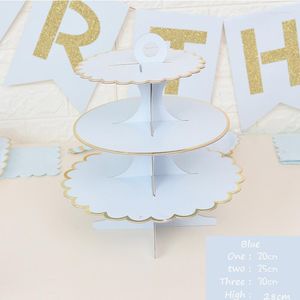 Suministros para fiestas Estante de papel para pasteles Soporte para la hora del té Cupcake Rosa Azul Menta Verde Plato Titular Boda Cumpleaños Baby Shower Decoración 30 35 CM