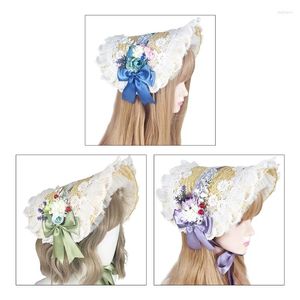 Fournions de fête Pastoral Vintage Cosplay Accessoires de cheveux Fleur Bowknot Paille Paille