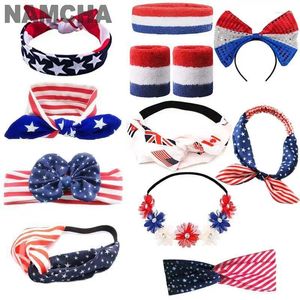 Party Supplies Patriotic Hair Bands USA 4 juillet Jour de l'indépendance Day Band For Kids Adults Flag Striped Ears Star Bow Wreath